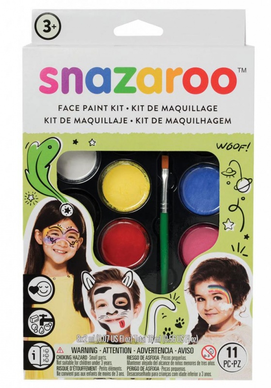 картинка Snazaroo Набор грима для детей, 40 лиц, 8 цветов х 2 мл, аксессуары