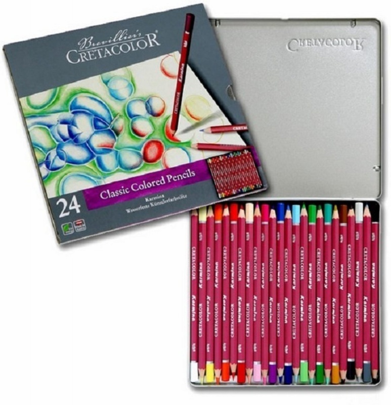 картинка Набор цветных карандашей Karmina 24цв, металлическая коробка