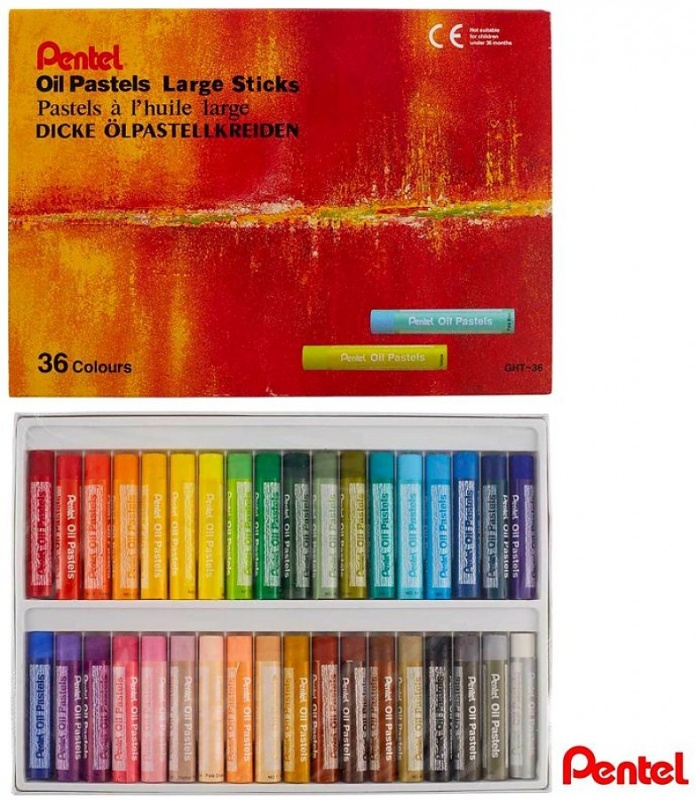 картинка Пастель маслянная Pentel "Oil Pastels XXL", 36 цветов, картон. упаковка