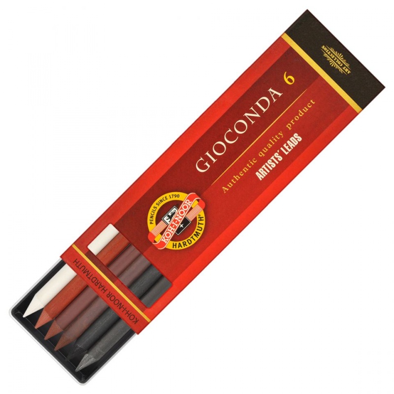 картинка Набор стержней для цангового карандаша (6шт.), d:5.6мм, уголь/сангина/сепия/мел GIOCONDA