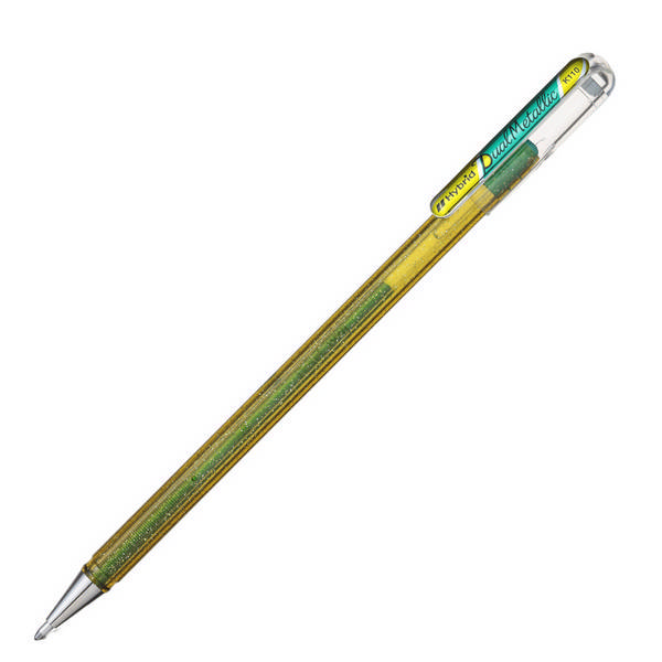 картинка Гелевая ручка с чернилами "Хамелеон" Hybrid Dual Metallic, 1,0 мм, желтый + зеленый металлик