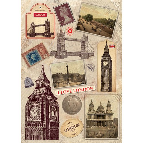 картинка Рисовая бумага для декупажа "Craft Premier", A3, 25г/м, "Прогулка по Лондону"