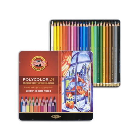 картинка Набор цветных карандашей PolyColor 24шт, металлическая уп-ка