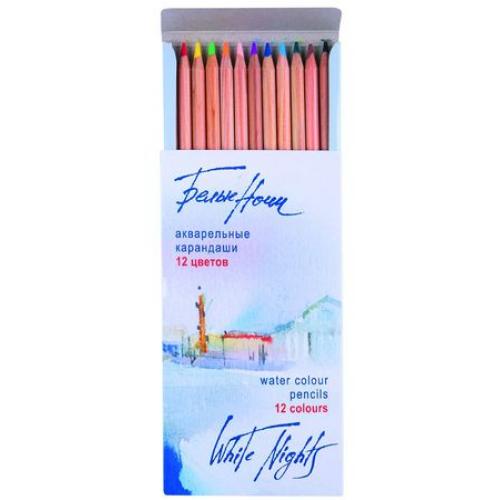 картинка Набор акварельных карандашей, 12 цветов в картонной коробке "Белые Ночи"
