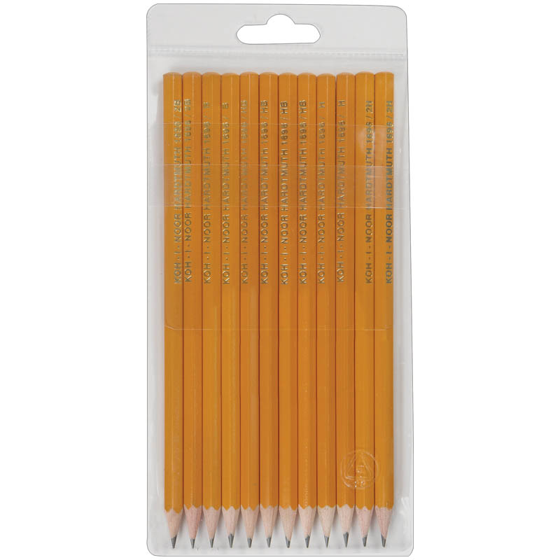 картинка Набор чернографитных карандашей HARDTMUTH, 12шт, (2В, В, НВ, Н, 2Н, 3В, 3Н)  в блистере