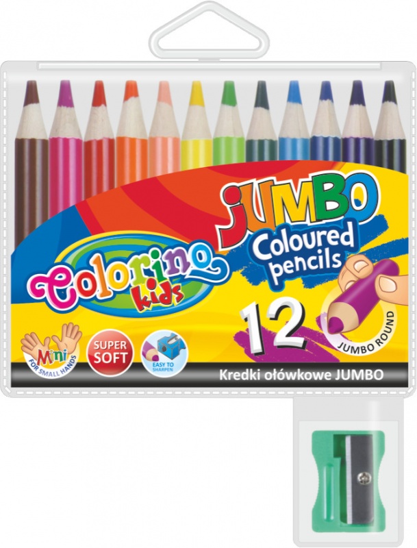 картинка Набор круглых цветных карандашей "JUMBO" 12 цветов короткие 8,9 см
