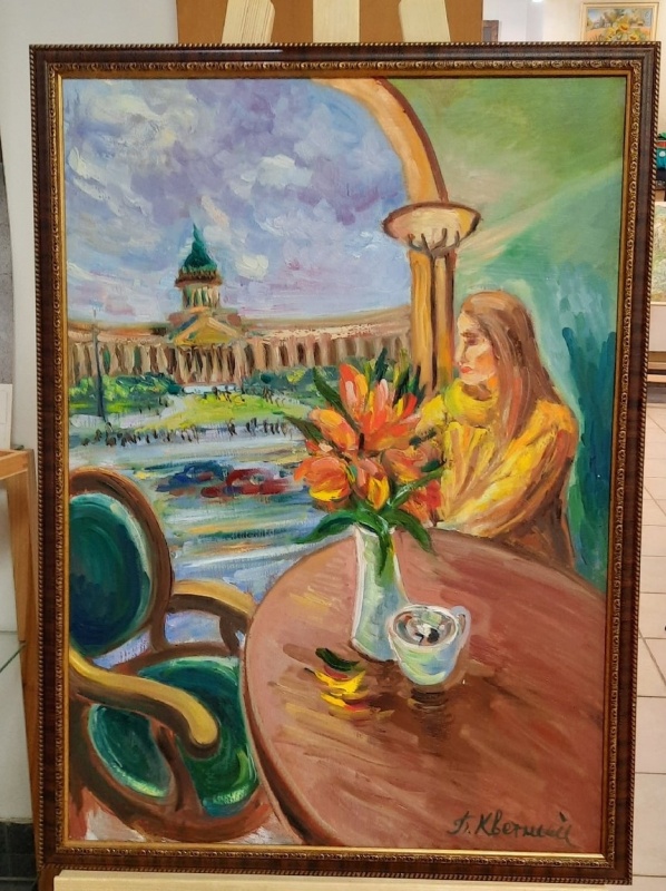 картинка Кветный П.Х. "  В кафе на Невском" х.м. 50*70, 2021 г.