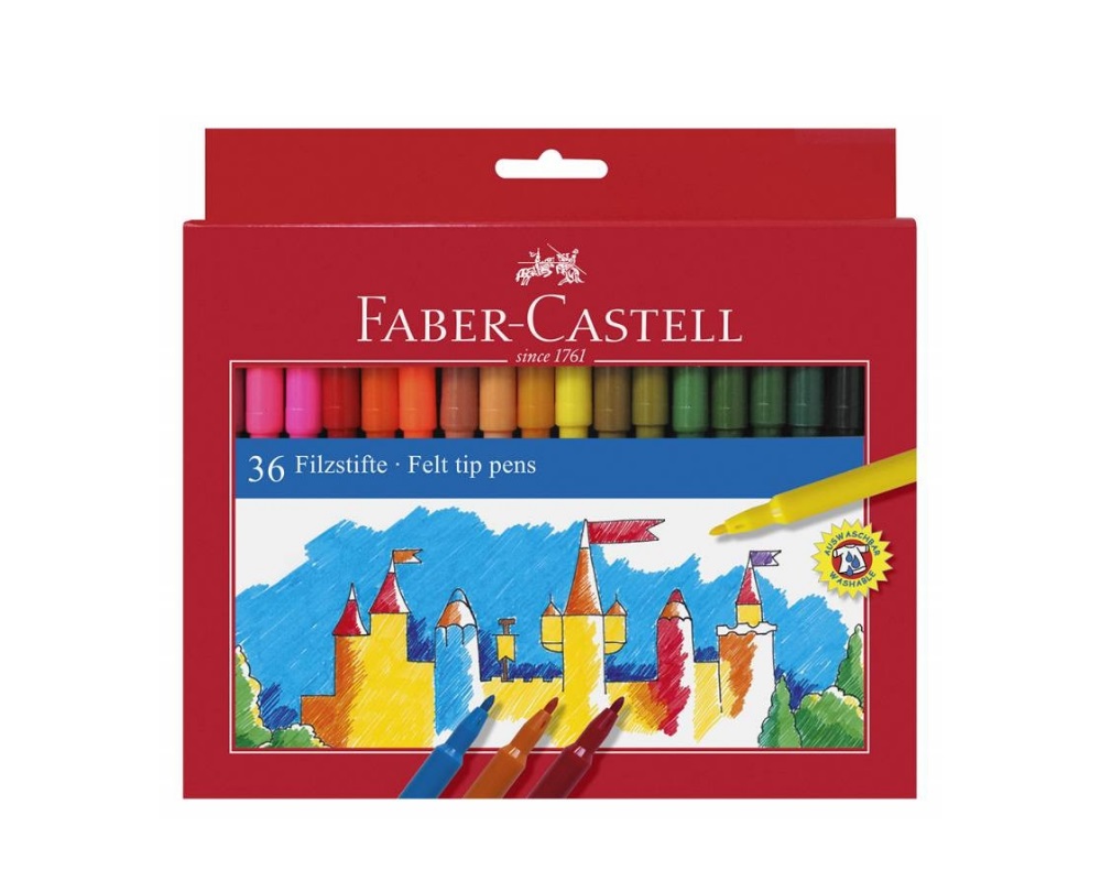 картинка Faber-Castell Фломастеры, набор цветов, в картонной коробке, 36 шт.