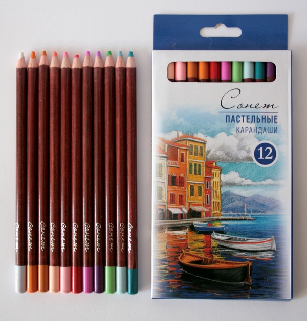 картинка Набор пастельных карандашей, 12 цветов "Сонет"