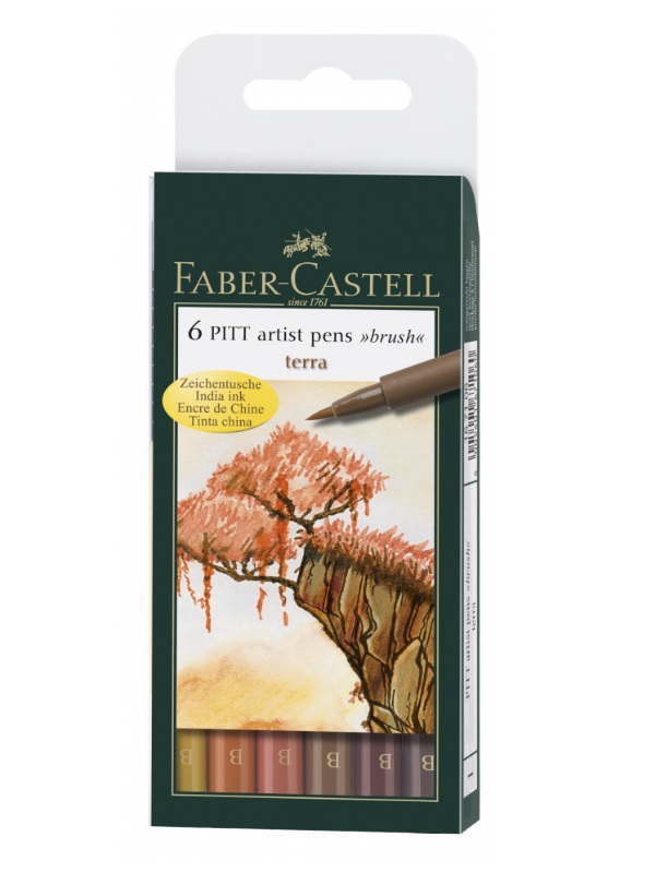 картинка FaberCastell Набор капилярных ручек PITT Terra 6 шт цветов