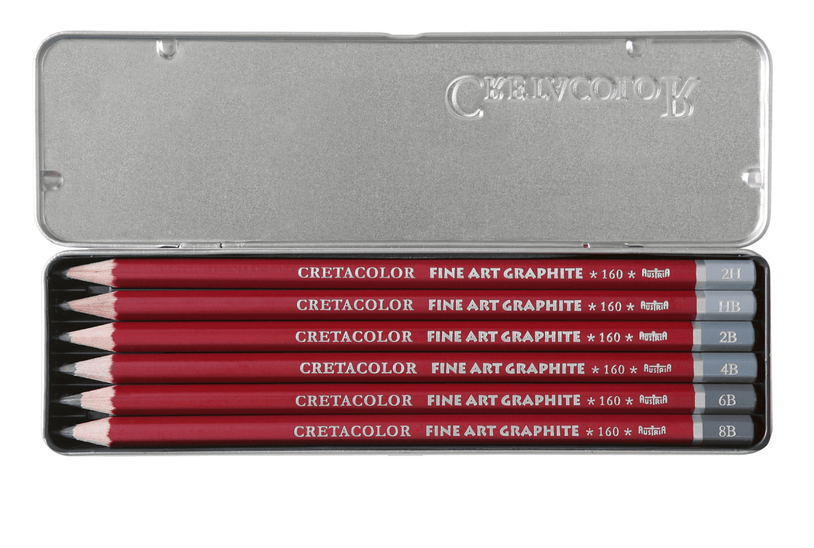 картинка Набор чернографитных карандашей CLEOS 8B-2H 6шт., металлическая уп-ка