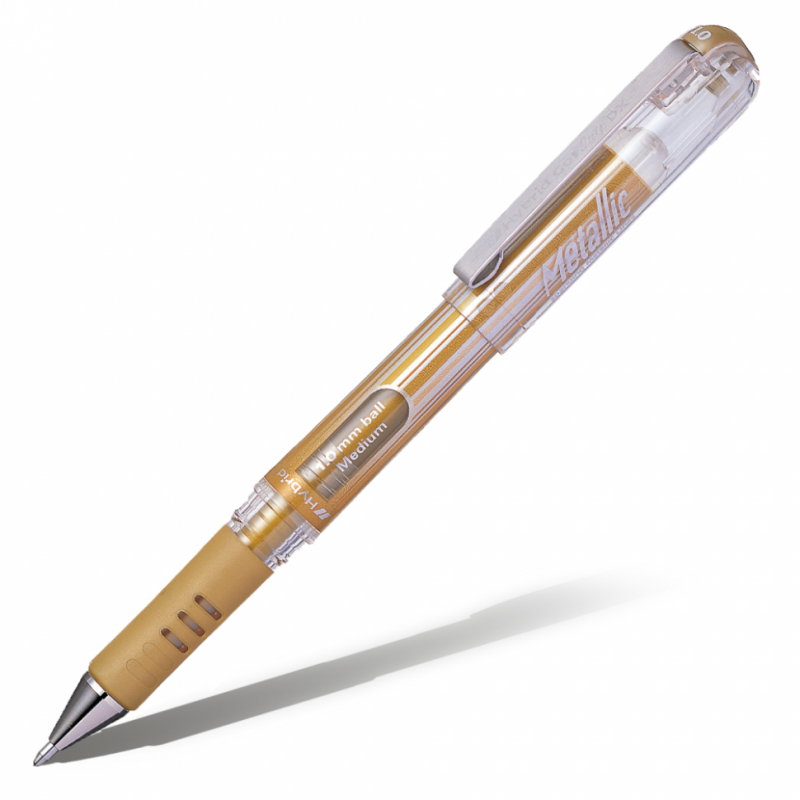 картинка Гелевая ручка с металлическим наконечником Hybrid Gel Grip DX, золотой стержень, 1,0мм